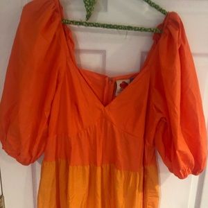 Farm Rio Tiered Colorblock Maxi Dress